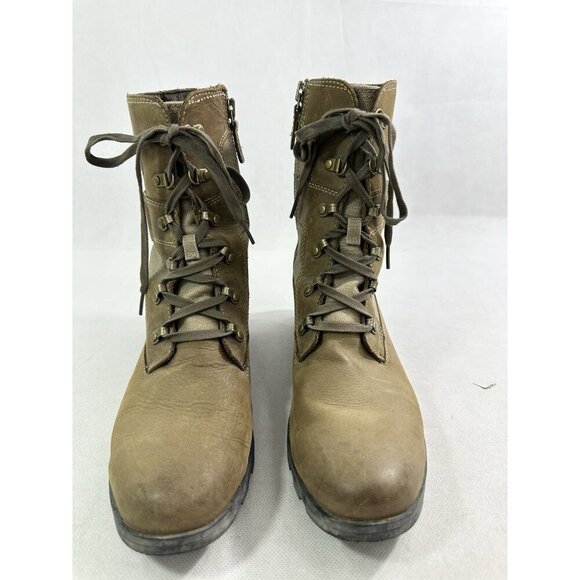 Sorel Emelie Conquest Combat Waterproof Brown Army Green Boots Womens 11 Read - Picture 3 of 7